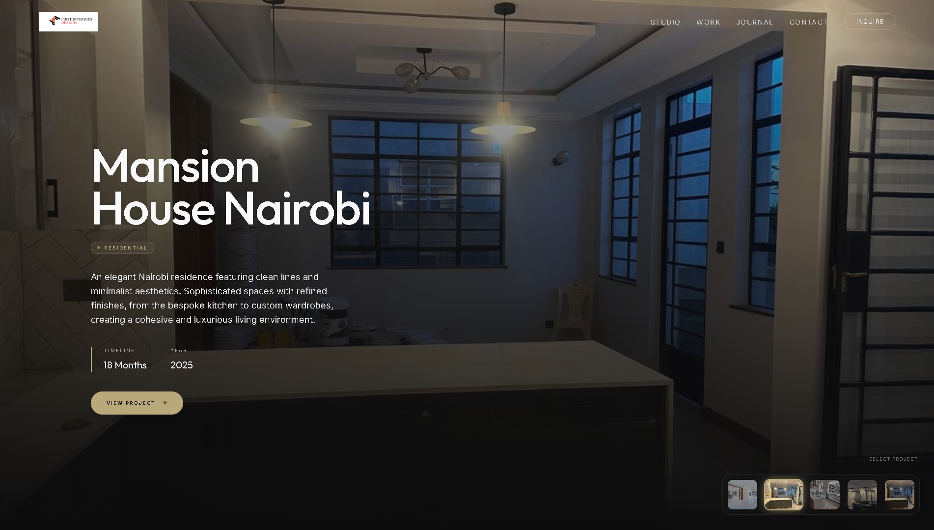 First Interiors Designs homepage featuring The Karen Townhouse